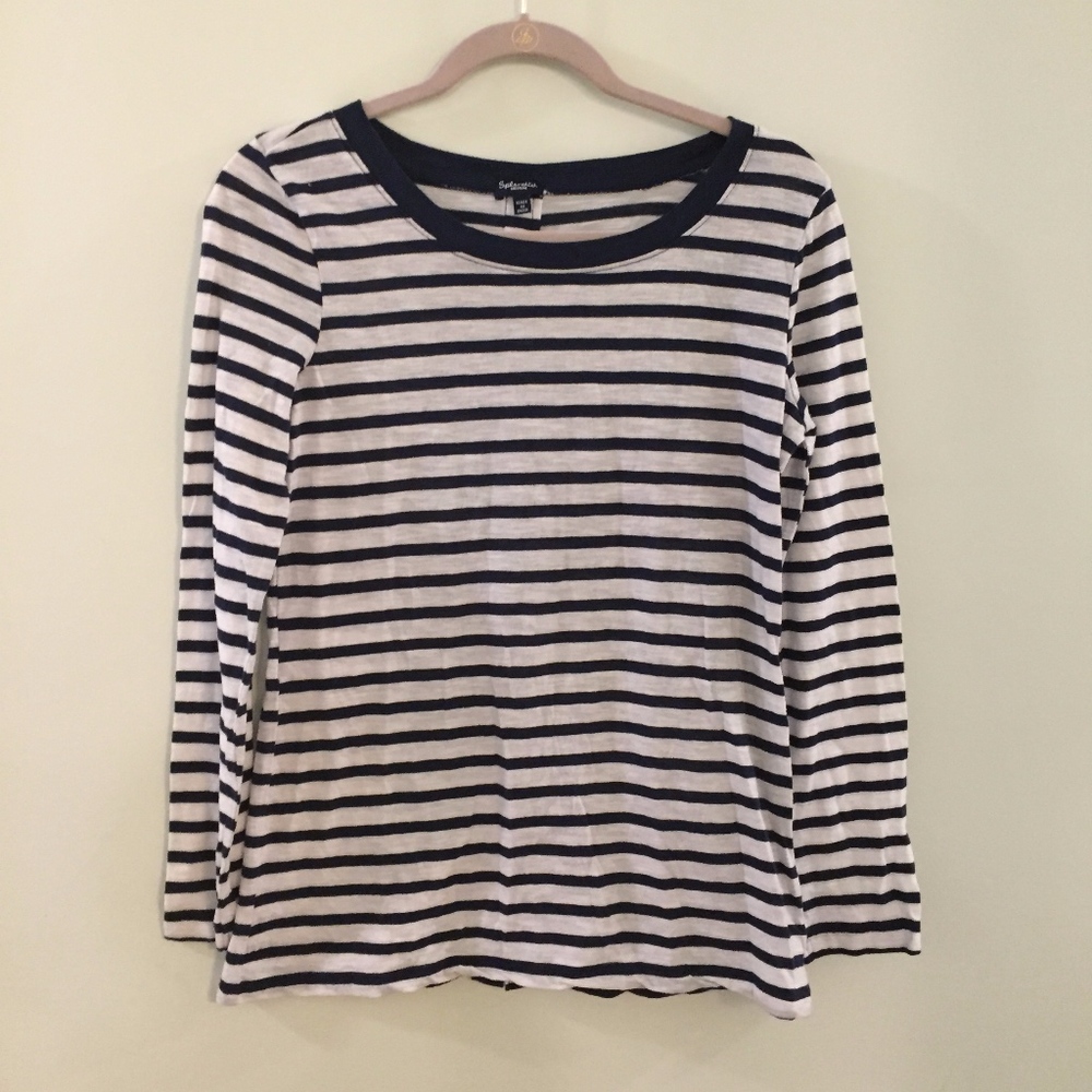 SPLENDID Cerine navy striped button back shirt